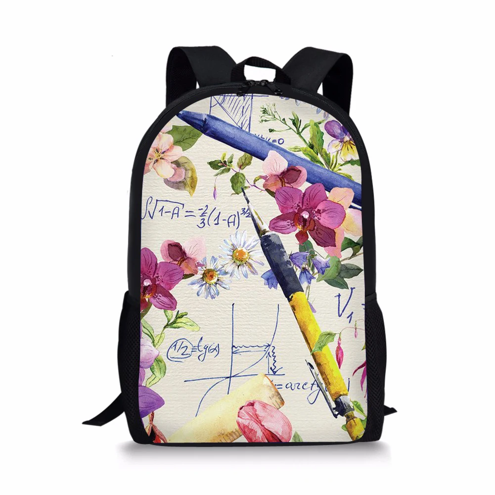 Школьные портфели для девочек и мальчиков, большой рюкзак с научным и математическим принтом для подростков, Повседневная дорожная сумка