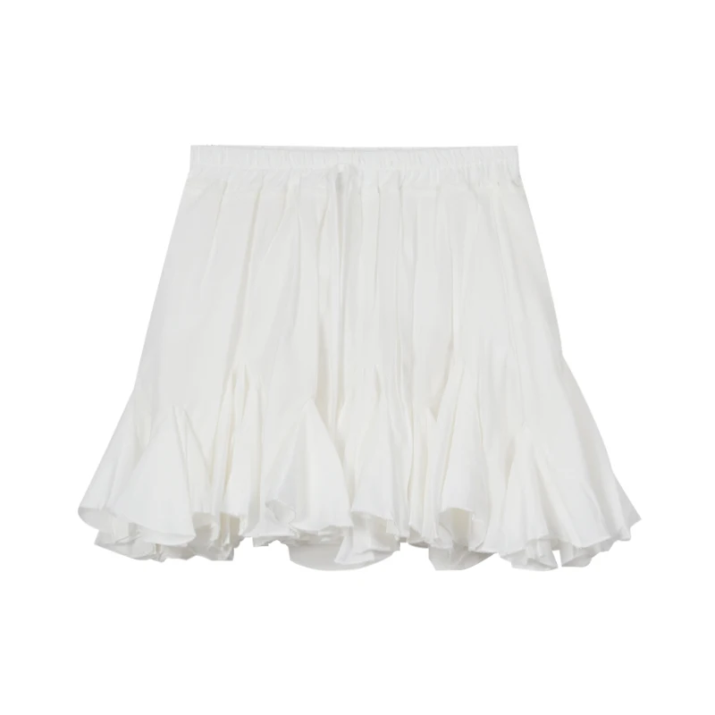 

White Thin Poncho A-word Skirt Women's Wear-reducing Skirt Summer Korean Version of A Hundred High-waisted Skirt