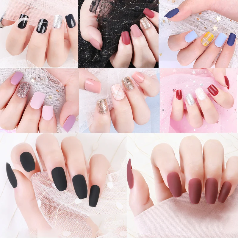 

24/30PCS Detachable False Nail Tips Set Extensions Fake Nails Press on Design Manicure Artificial False Nails Tips With Glue