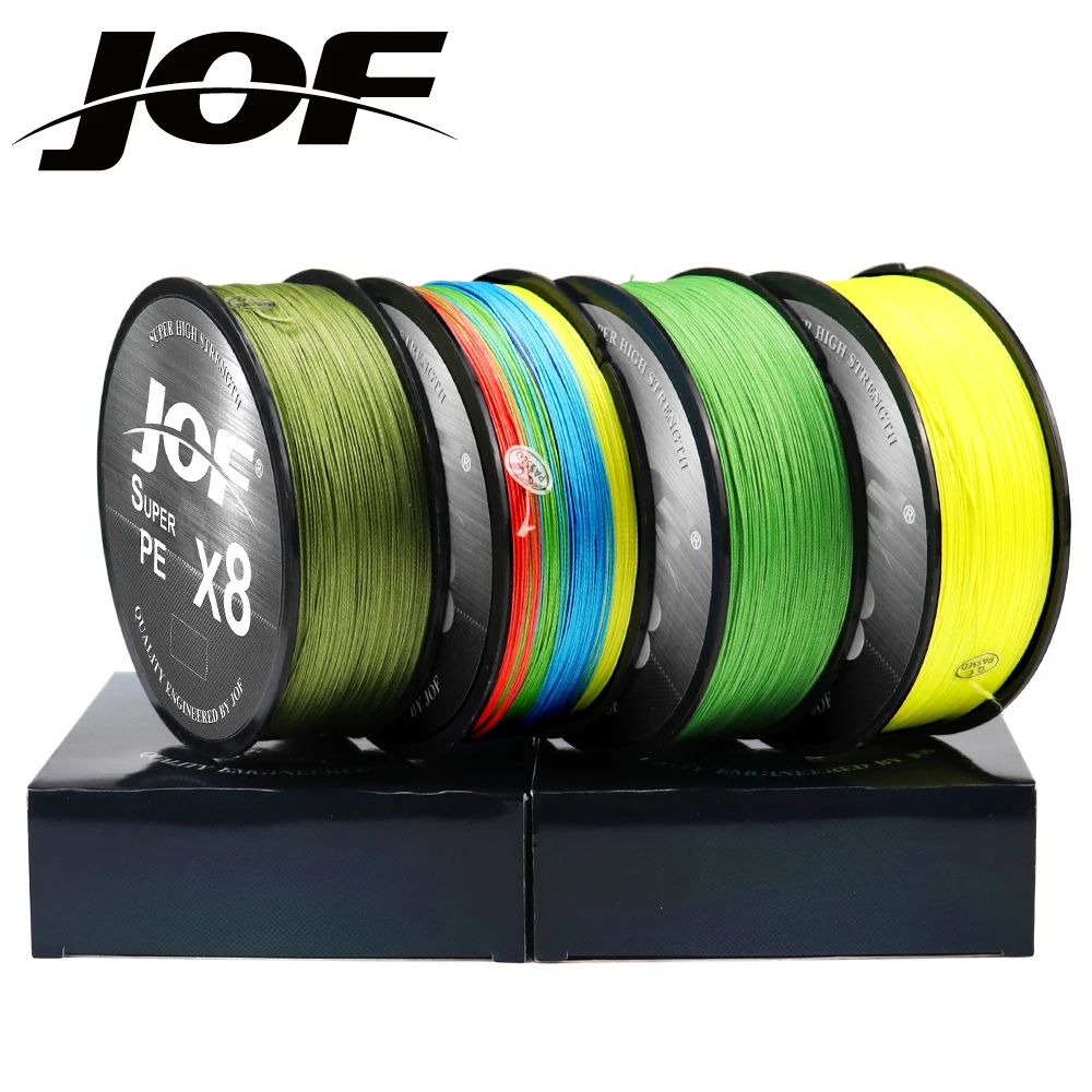 JOF 8 Braided Fishing Line 150M Multifilament PE 4 Strands Fishing Cord 10LB-85LB Strong Japan Technology Orange 7colors