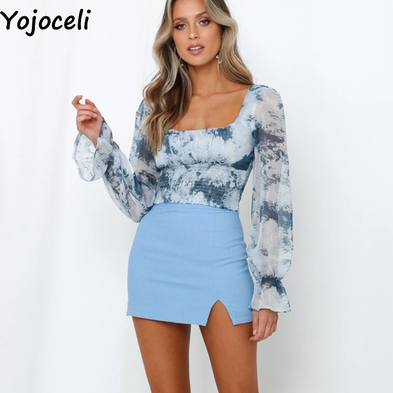 Женская блузка с рюшами Yojoceli повседневная короткая для фитнеса пляжа на каждый