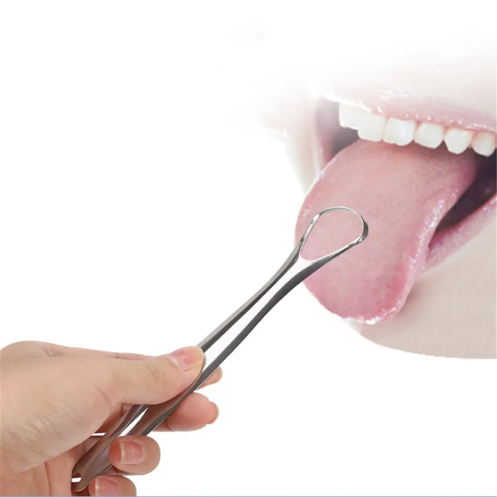 

Stainless Steel Tongue Scraper Oral Care Reusable Tongue Cleaner Soft Clean Away Bad Breath Tongue Scraping Oral Washing Tools