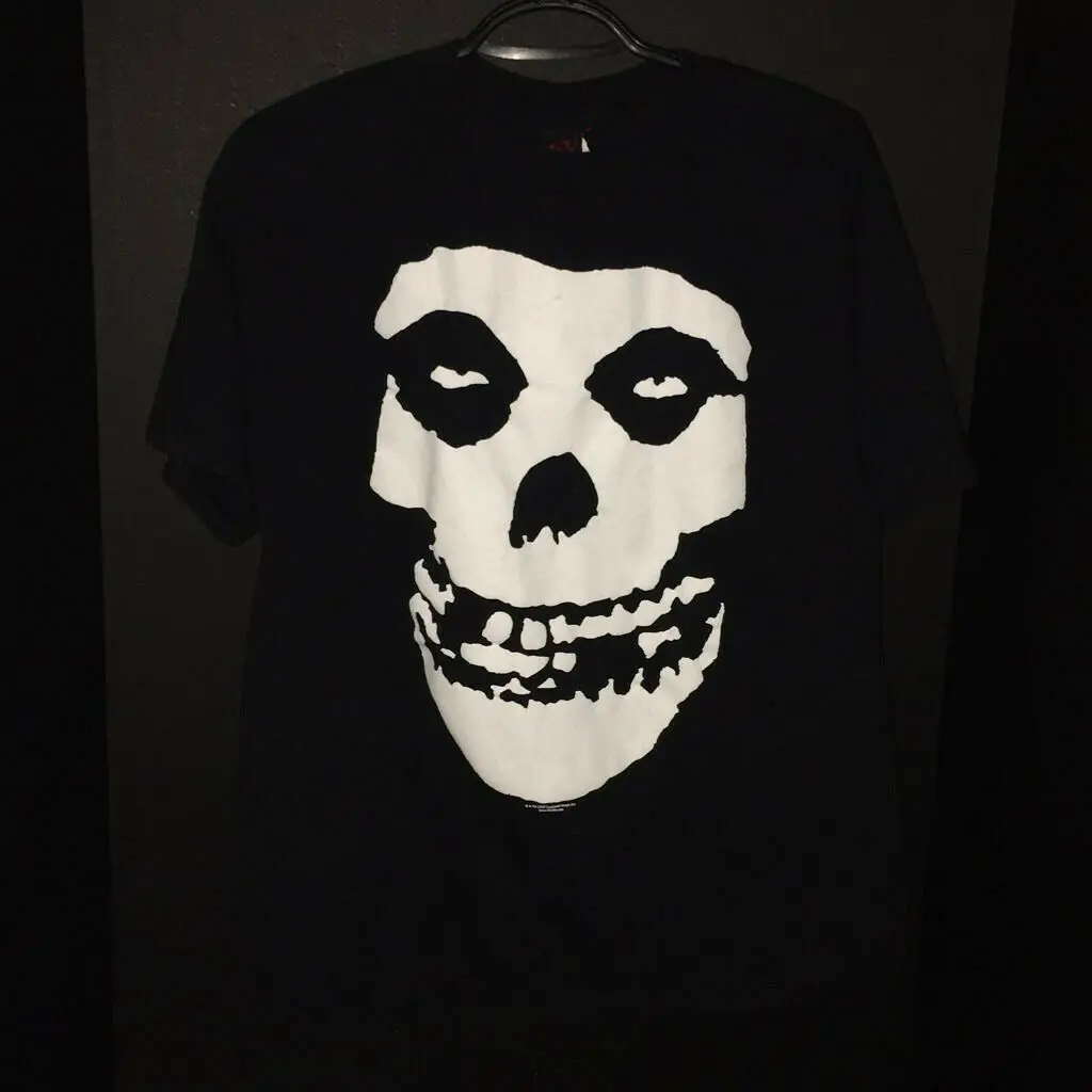 Винтажный (2001) Misfits строительный блок-черный с черепом-Размер L | Мужская одежда