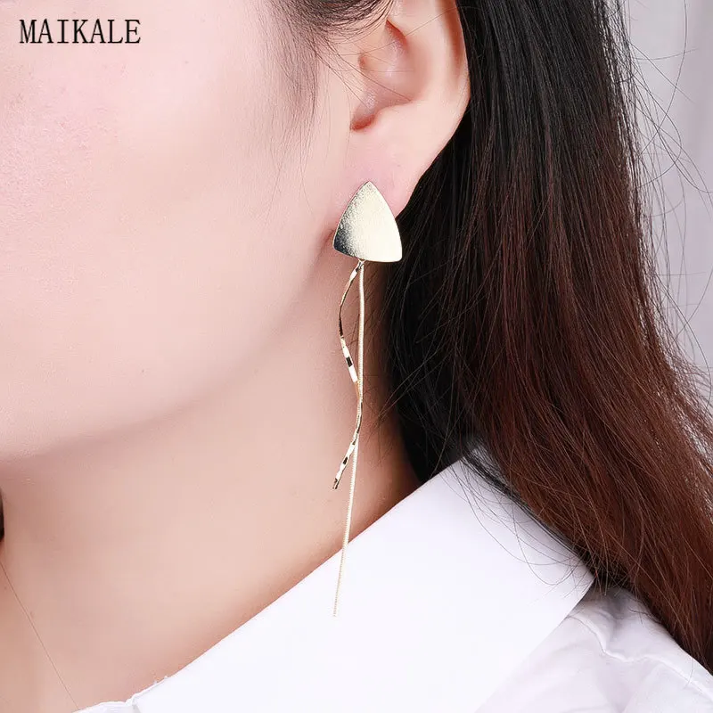Женские длинные серьги кисточки MAIKALE золотистые/Серебристые подвески