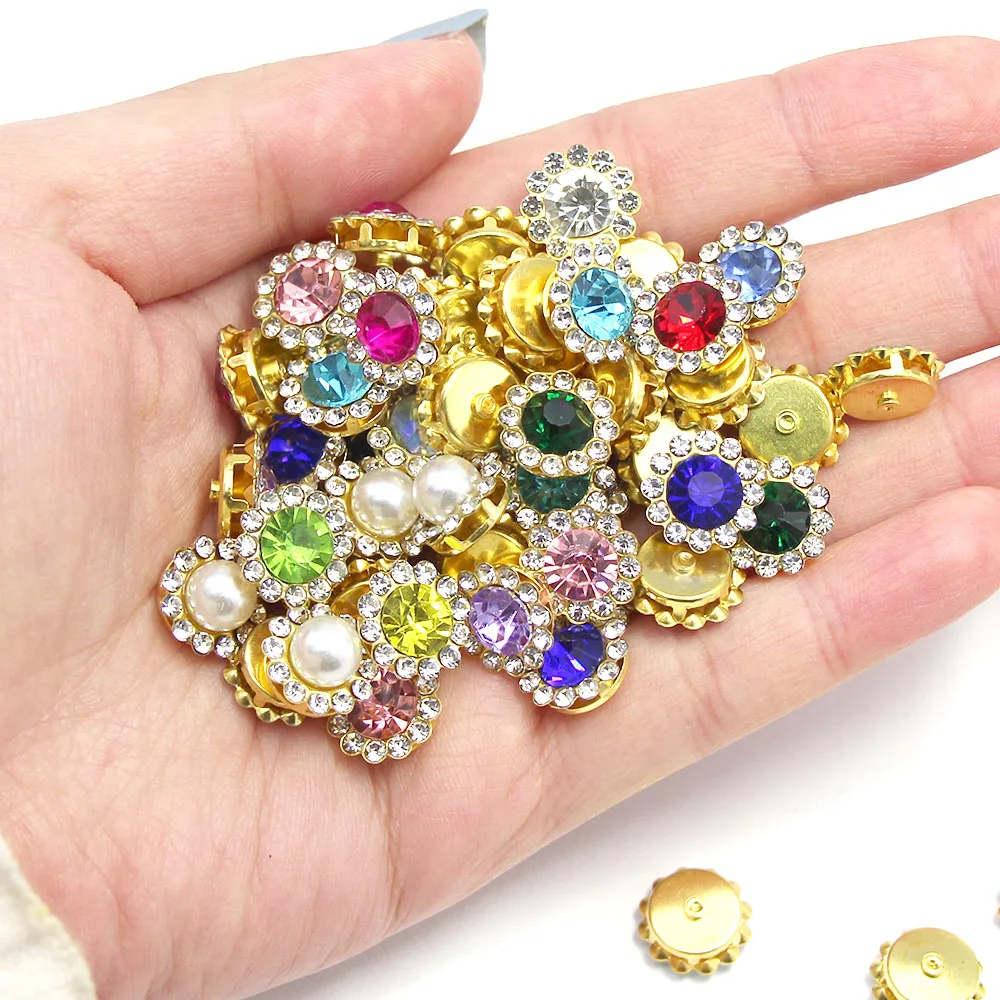 20/100 шт. стеклянные пуговицы Стразы для одежды