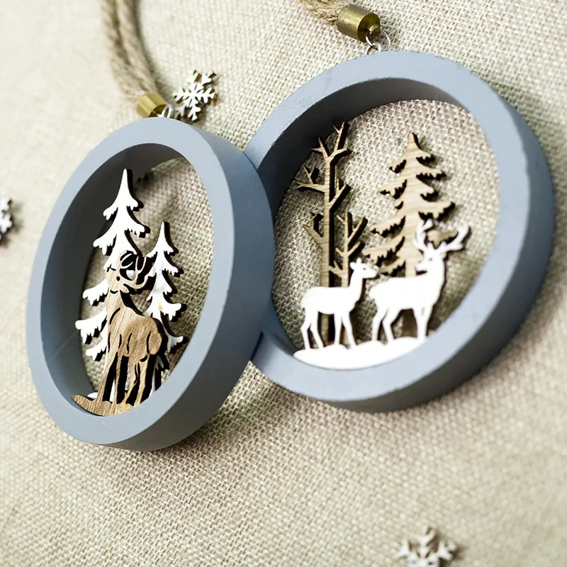 Новый год 2020 Noel Deer Moose DIY рождественские деревянные подвески Diy украшения для