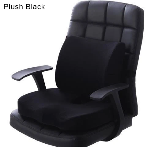 Plush Black 2 шт. ортопедические пены памяти Автомобильное сиденье Подушка задняя подушка набор медленный отскок для офисного стула поддержка талии копчик облегчение боли - Цвет: Plush Black