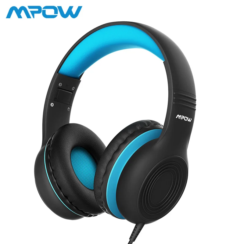 Black with Blue Mpow CH6 Проводные детские наушники из пищевого материала 85 дБ ограниченная громкость с 3,5 мм портом AUX для MP3 MP4 ПК телефонов ноутбуков - Цвет: Black with Blue