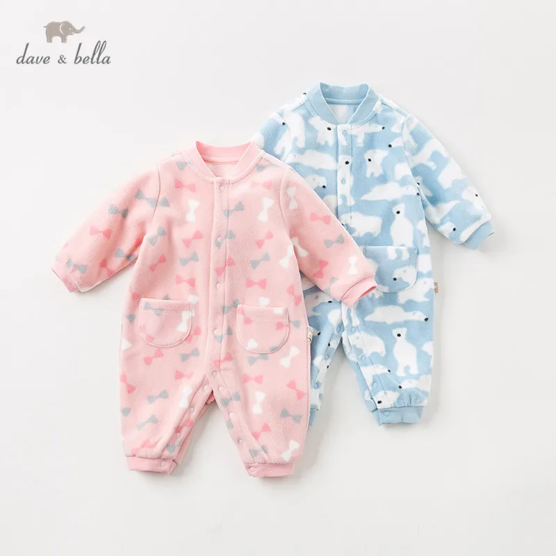 DBA10917 dave bella autumn unisex baby long sleeve romper infant toddler jumpsuit children boutique new born 1 piece |