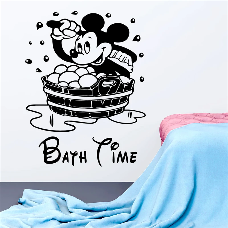 Настенные стикеры disney с Микки в ванной Мультяшные наклейки на стену детскую
