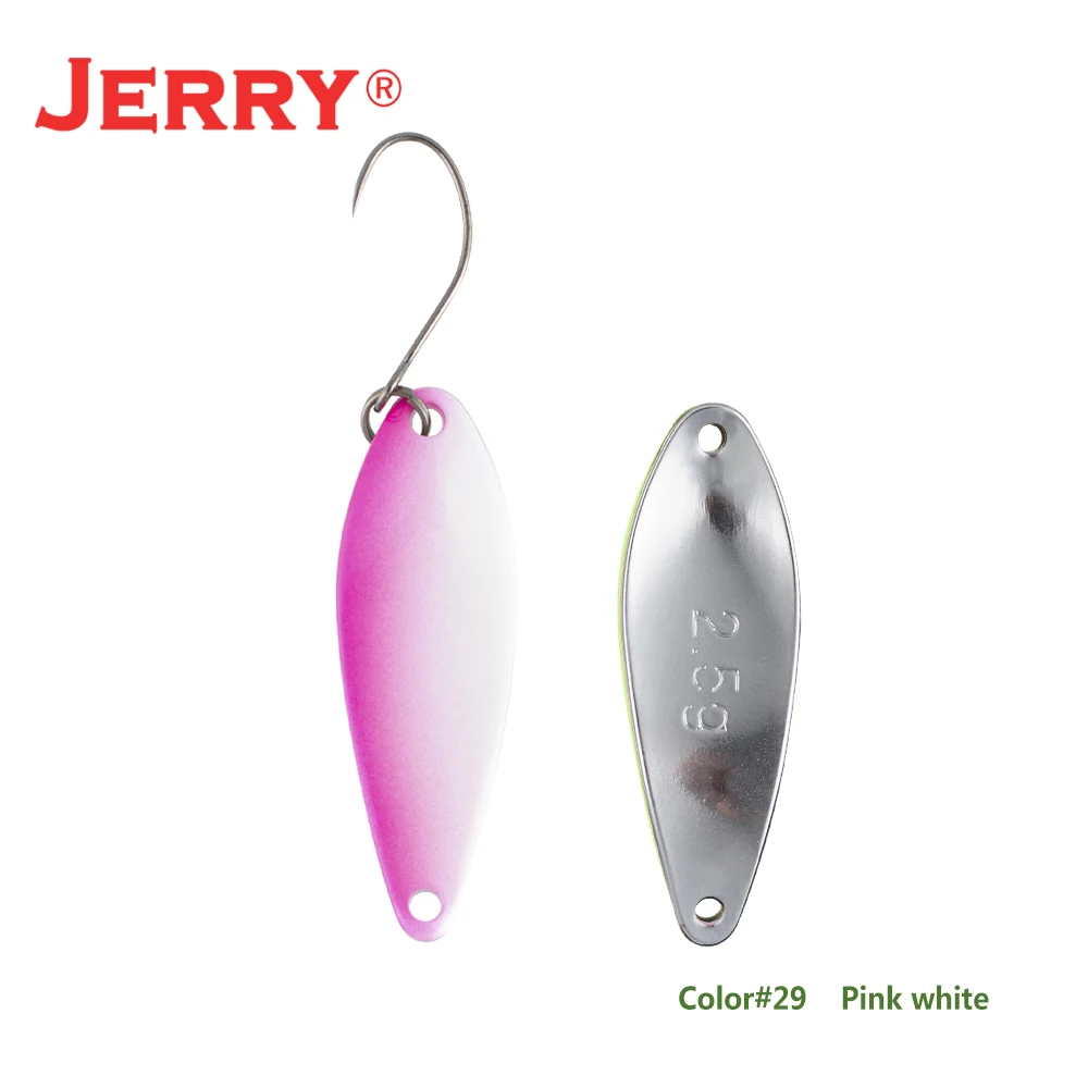 Jerry 1 шт., латунные рыболовные ложки pesca, яркие цвета, высокое качество, безделушки, форель, ложка, рыболовные приманки - Цвет: pink white