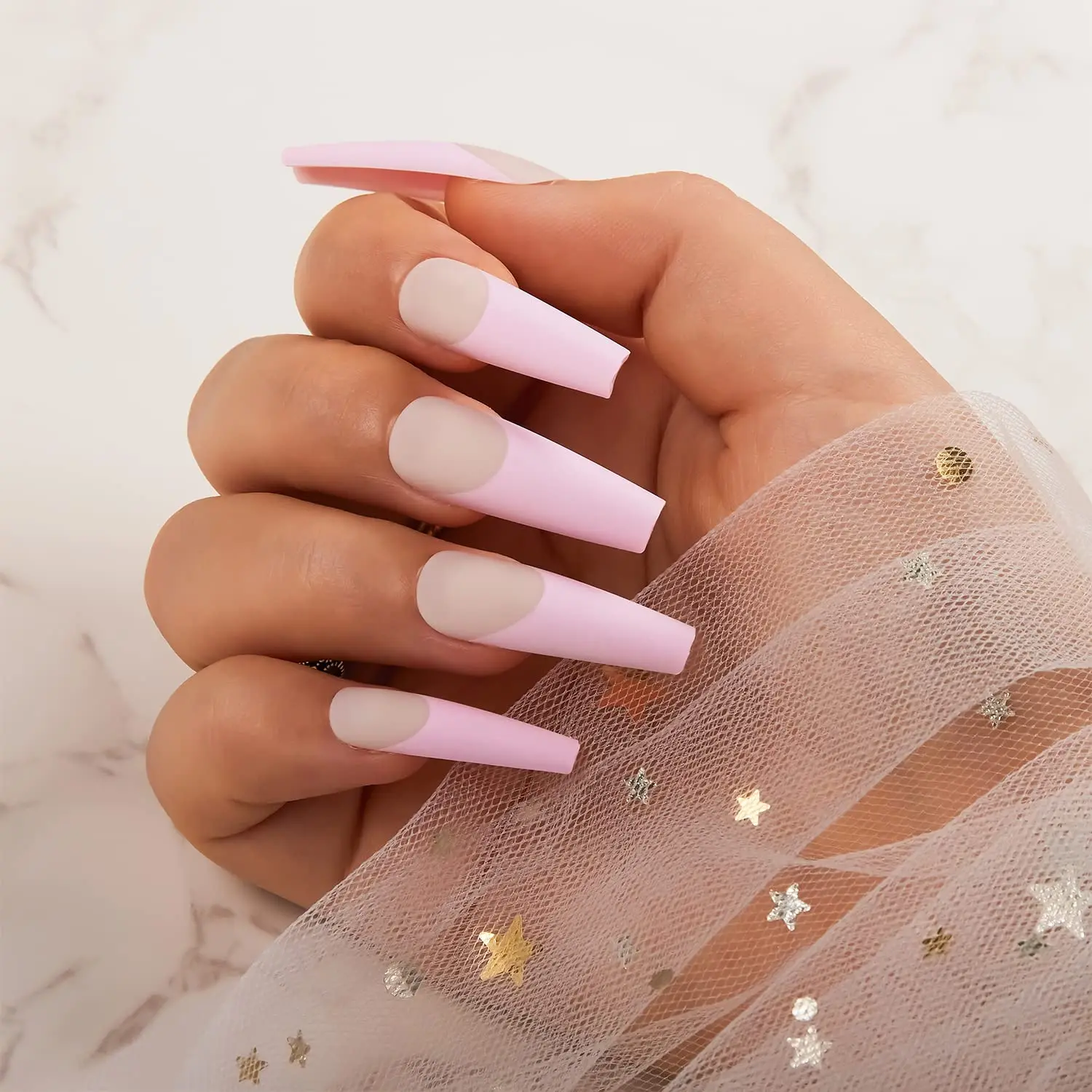 

Накладные ногти Makartt, 24 шт., накладные ногти 10 размеров, розовые акриловые накладные ногти с клеем для ногтей, клейкие вкладки для ногтей, пил...