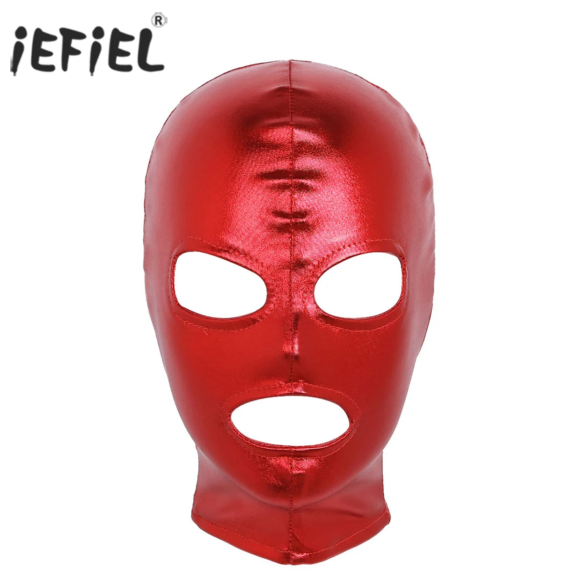 

Unisex Men Women Cosplay Face Mask Latex Shiny Metallic Open Eyes and Mouth Headgear Full Eyewear Hood for Role Play Costumes