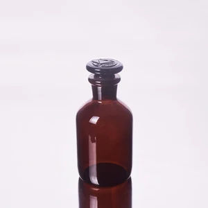 Коричневая бутылка реагента, узкая горловина со стандартной заземляющей стеклянной пробкой, прозрачная, Боро. 3,3 стекло, емкость 125 мл, флаконы для образцов