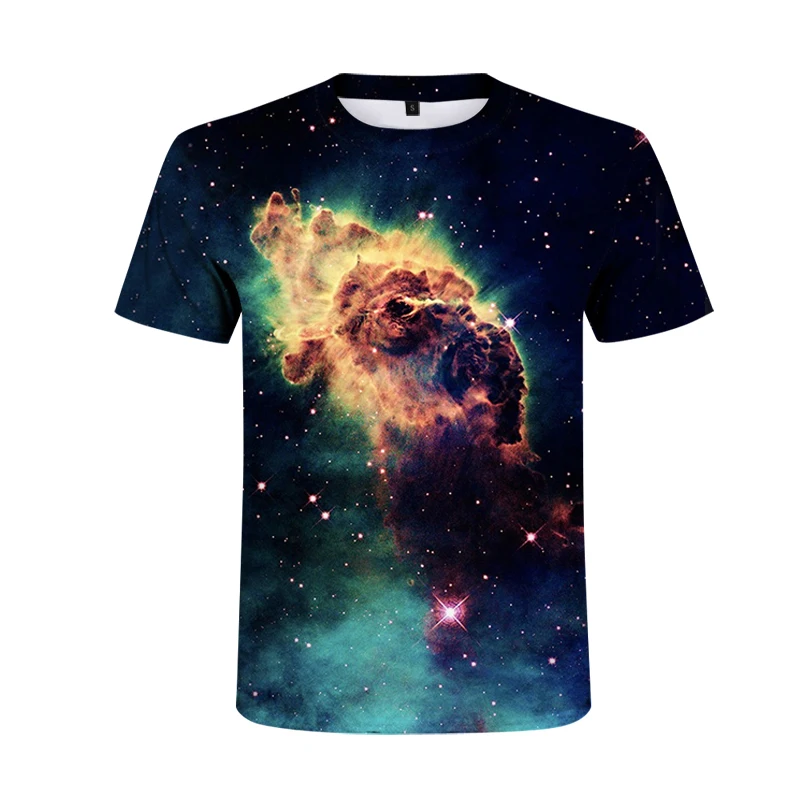 

Europe America Summer Hot Sale Loose Round Collar Large Size Sweatshirt 3D Printing Short Sleeve T Shirt Men Pure Cotton Tops