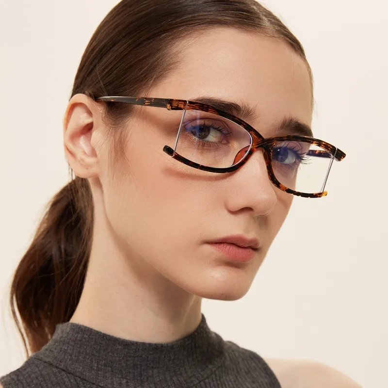 

Fashion Women Wild Borderless Personalized Design Anti-Blue Light Flat Mirror Eyewear Adult