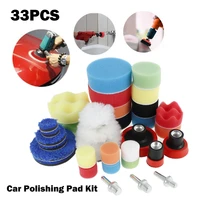33pcs car polishing sponge pads kit vehicle cleaning washing buffing waxing woolen foam polisher drill adapter wool wheel disc