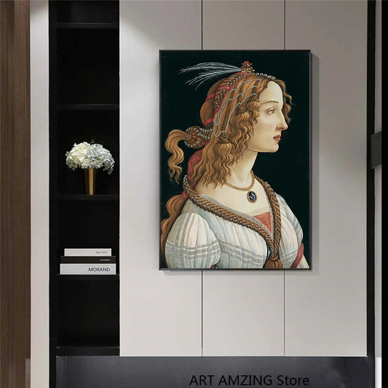 Портрет молодой женщины от Sandro Botticelli знаменитая живопись настенное искусство