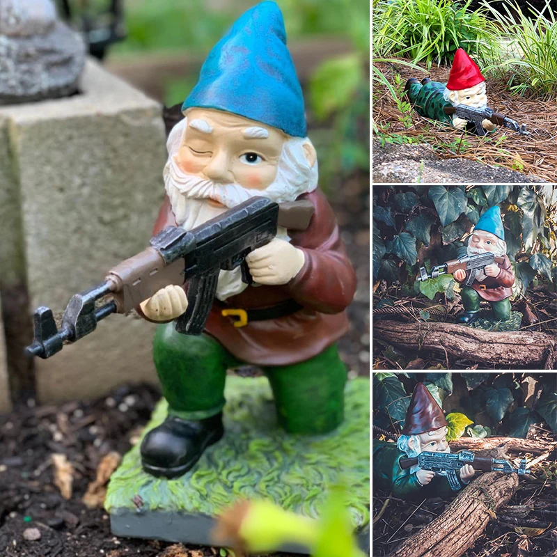 

Funny Army Garden Gnome Statue Resin Desktop Lawn Ornament Figure Sculpture Indoor Outdoor Home Yard Decor CLH@8
