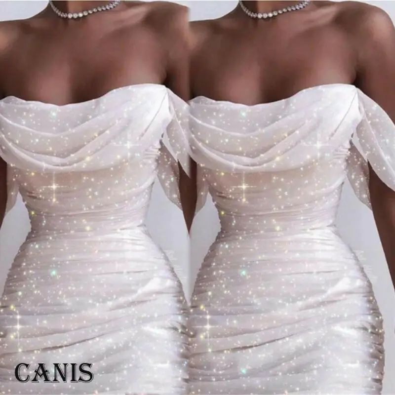 Женские летние платья сексуальный стиль украшенные блестками облегающий силуэт