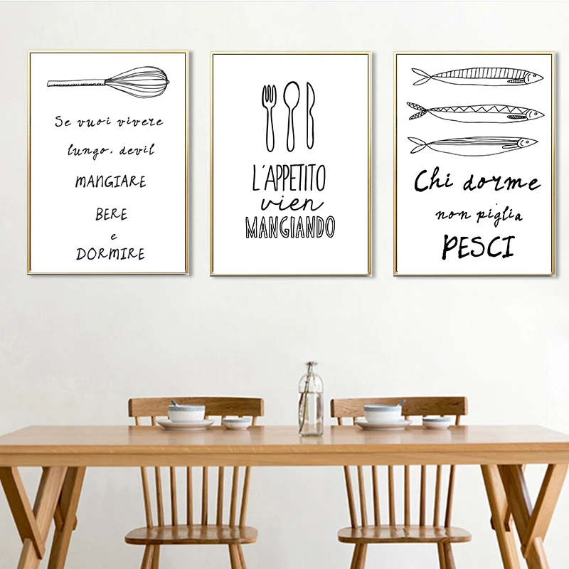 Домашние кухонные инструменты с изображением рыбок настенная Картина на холсте