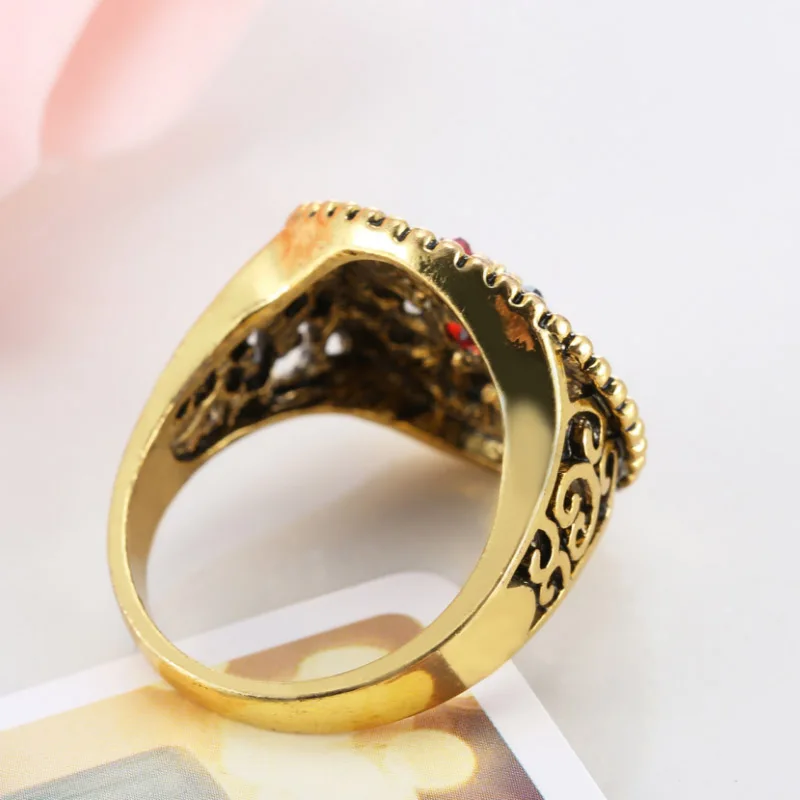 Винтажные хрустальные цветы кольцо античное золото цвет турецкие металлические