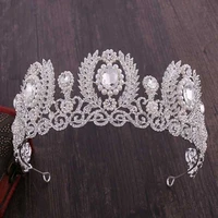 wedding hair accessories bridal baroque tiara vintage large glitter crystal rhinestone leaves half circle crown jewelry ornament