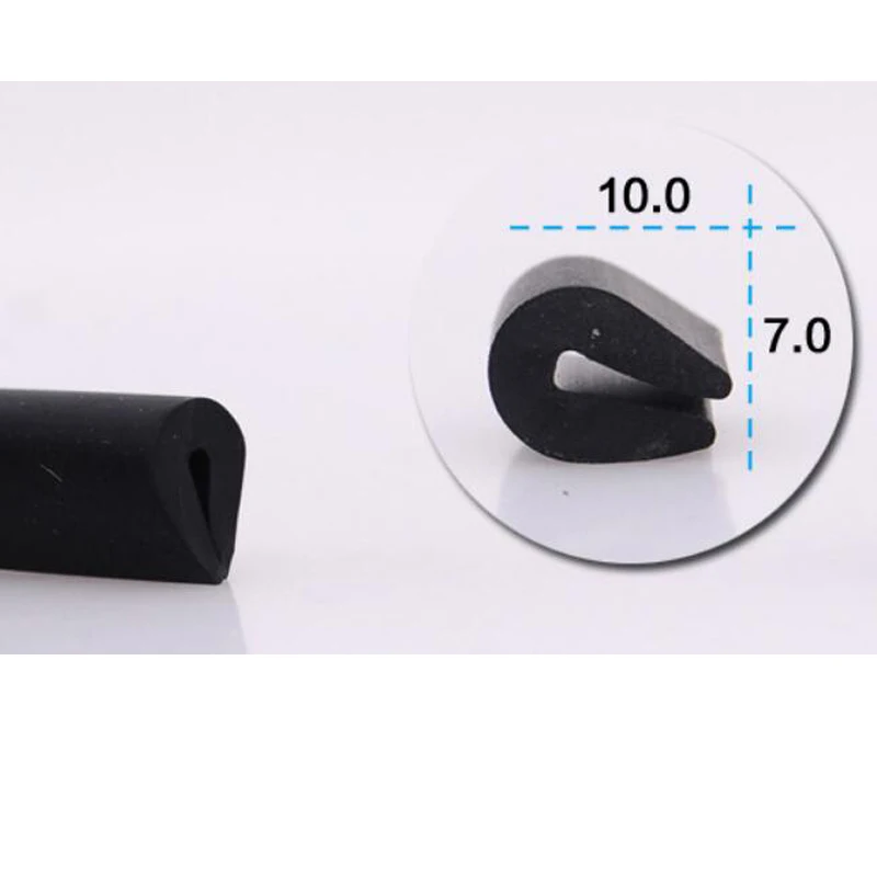 7x10mm 1 метр u-канал Автомобильная дверь, окно, край, защита, резиновая уплотнительная полоса, уплотнительная полоса, стекло, край, отделка, душевая уплотнение для стеклянной двери, прокладки - Цвет: 7x10mm