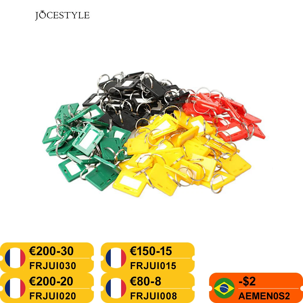 100 шт. цветные пластиковые брелки для ключей цепочки бирки 5 видов