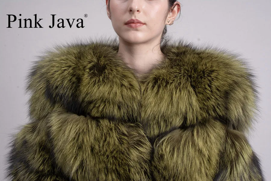 Розовая JAVA QC1820 Новое поступление шуба из натурального Лисьего меха серебряной лисы куртка женская пушистая шуба