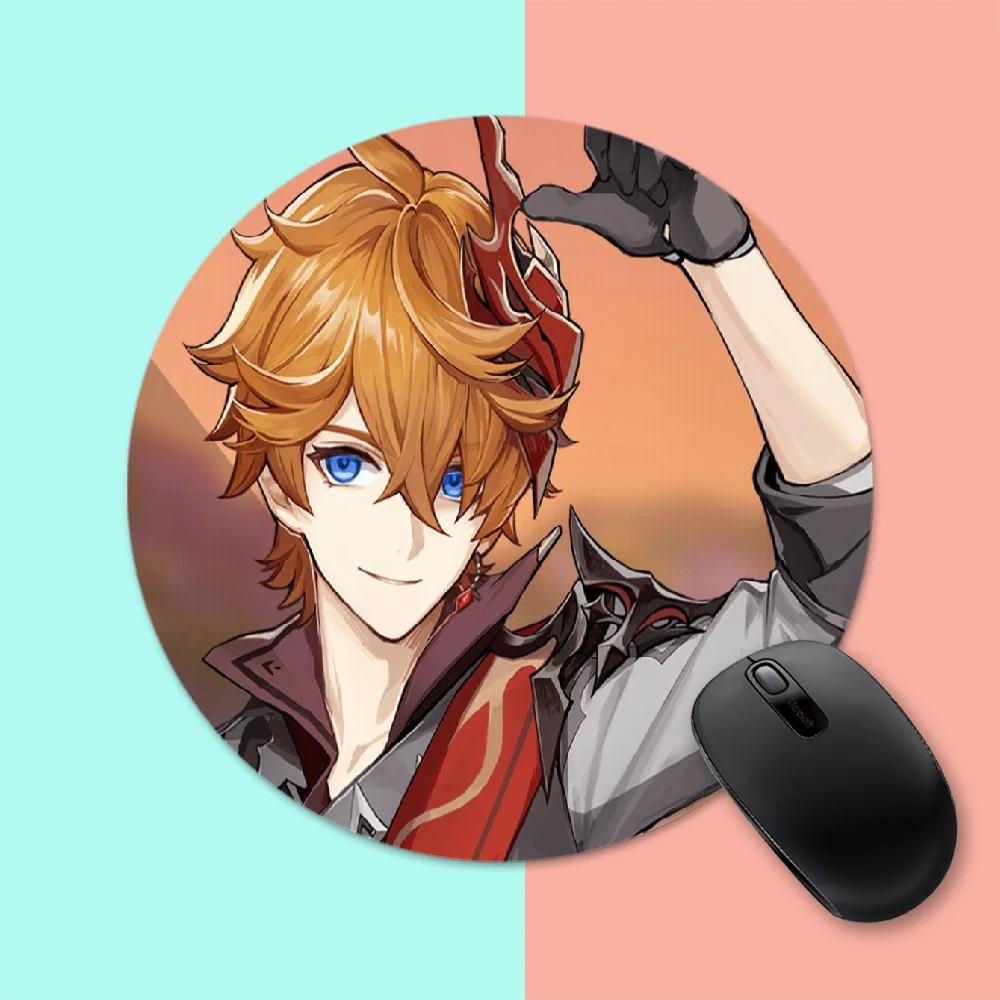 

Genshin Impact Tartaglia Round Mouse Mat Gaming Mouse Pad For PC Laptop Notebook 20x20cm Gamer Desk Pad