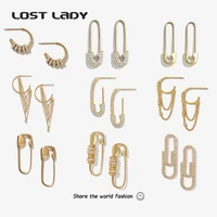 lost lady new fashion crystal hoop earrings for women novelty small alloy tassel pin earrings party jewelry accessories gifts