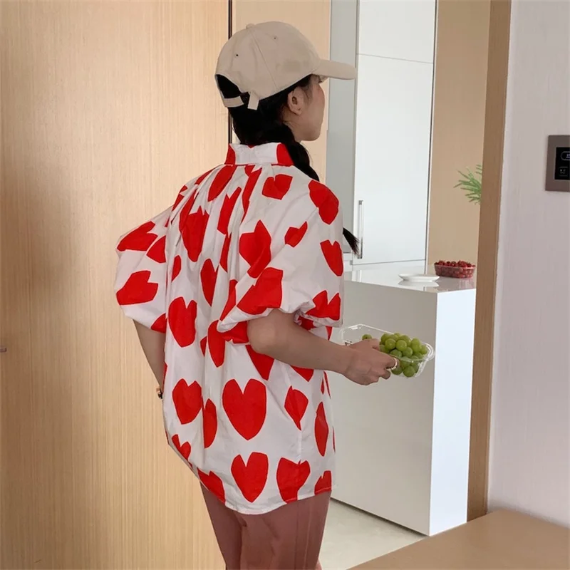 Женская винтажная блузка с отложным воротником Повседневная рубашка в Корейском