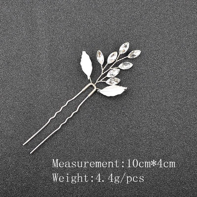 4 шт Серебряный цвет лист горный хрусталь шпильки Свадебные листья украшения для
