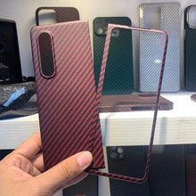 Z Fold3 5G Carbon Case Ultra Thin 2in1 Matte Red 100% Real Carbon Fiber Case For Samsung Galaxy Z Fold 3 Case Aramid Fiber Cover