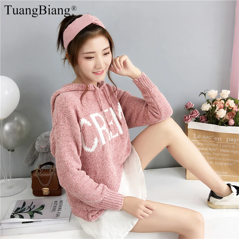 Женский кашемировый пуловер с капюшоном толстый свитер длинным рукавом