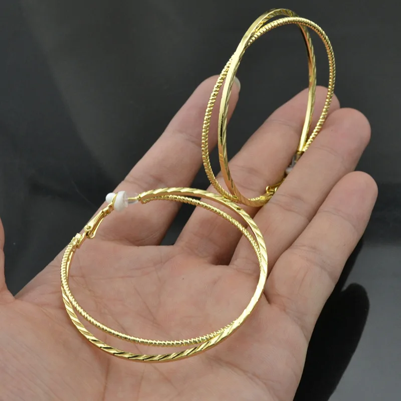 gold clip earrings Женские серьги-клипсы без пирсинга, Модные женские ювелирные изделия, большие круглые золотые серебряные серьги,, женская серьга - Окраска металла: gold clip earrings