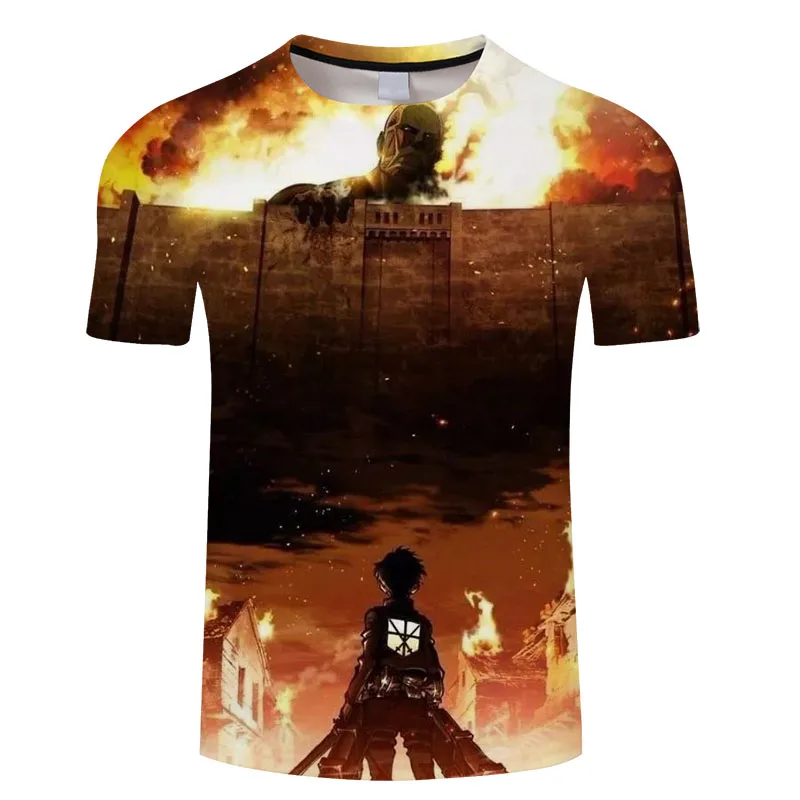 Новинка футболка с 3D принтом атака на Титанов мужская женская аниме-дизайн