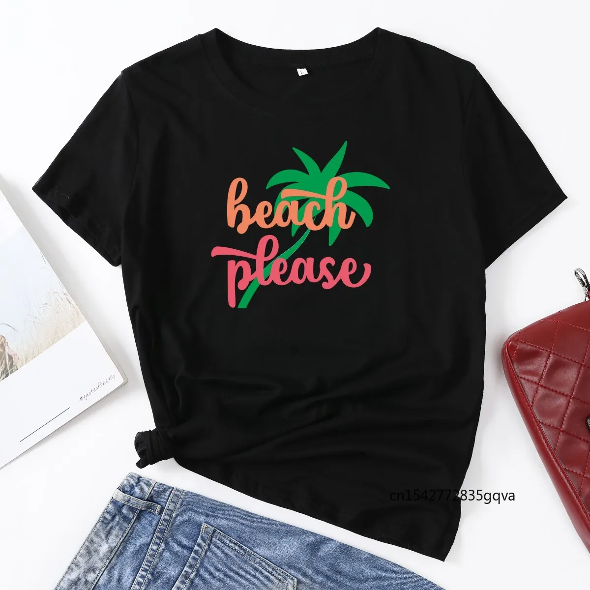 

Beach Please Vacation Life Woman TShirt Short Sleeve T-Shirts Summer Tops for Women Graphic Tee Female Shirt Clothes