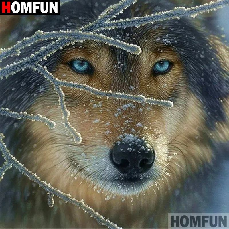 HOMFUN Алмазная картина вышивка крестиком "животное волк" полный квадратный Круглый Diy 5d картина с алмазной вышивкой горный хрусталь Искусство A27344
