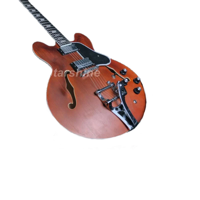 

New High Quality 6 Strings Custom 22 Frets Semi Hollow Body Brown Electric Guitar Ebony Fingerboard Alnico Pickups Maple Body