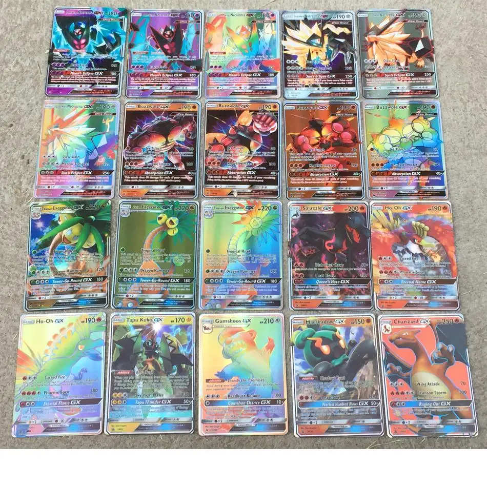 200 шт. блестящие французские английские карты покемона 100 шт.|Коллекционные