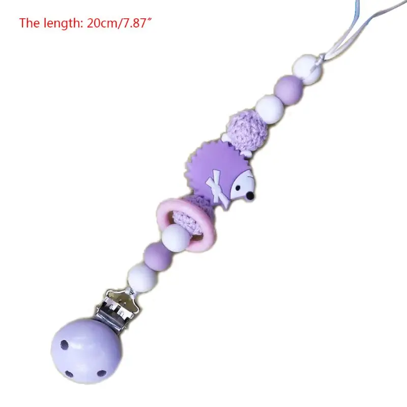

OOTDTY DIY Baby Nipple Clamp Lovely Hedgehog Shape Newborn Silicone Pacifier Chain Safety Teething Toy Accessories