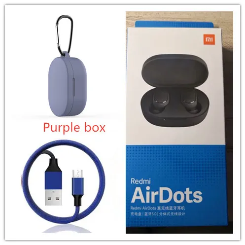 Purple box Xiaomi Redmi Airdots Xiaomi беспроводные наушники Голосовое управление Bluetooth 5,0 шумоподавление управление - Цвет: Purple box