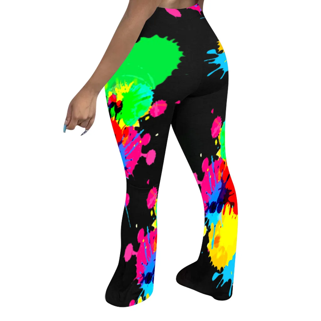 

Zoctuo Painted Print Trousers for Women Wide Leg Flare Pants Leggings High Waist Bell Bottoms Trousers Draped Jogger Sweatpants