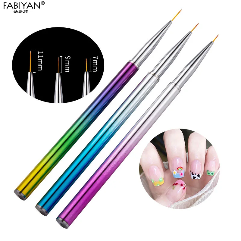 

3Pcs/set 7/9/11mm Nail Art Liner Painting Pen Stripe Lines UV Gel Tips French Flower Design DIY Drawing Manicure Tool