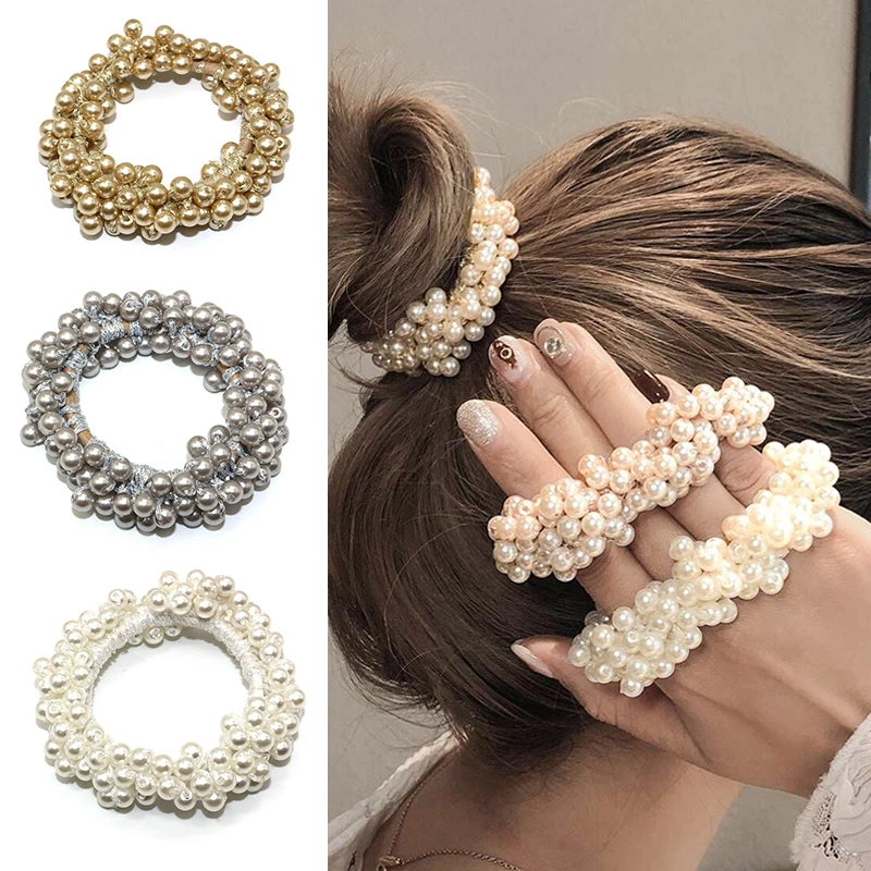

1 шт. женские резиновые ленты эластичные элегантные жемчужные резинки для девочек повязка для волос с бисером аксессуары для волос
