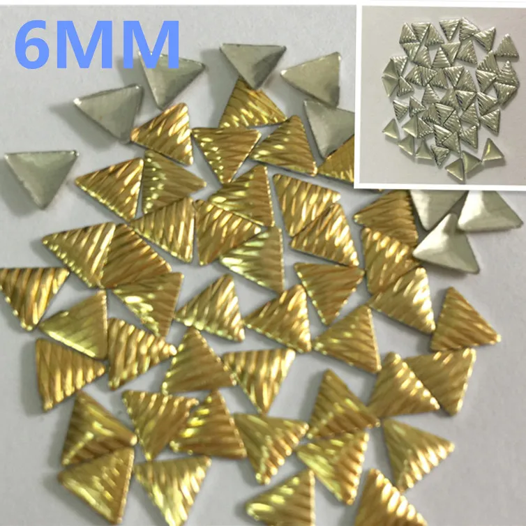 

6mm Gold/Silver Hot Fix Studs Aluminium Triangles Spire Shape Iron On Nailheads Hotfix Punk Rock DIY Rhinestuds Hand Accessories