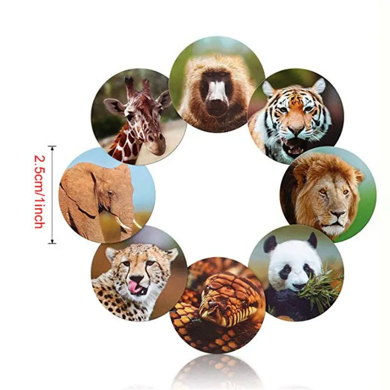 

Realistic Zoo Animal Sticker Safari Animal Jungle 500Pcs Per Roll for Kids Q6PD