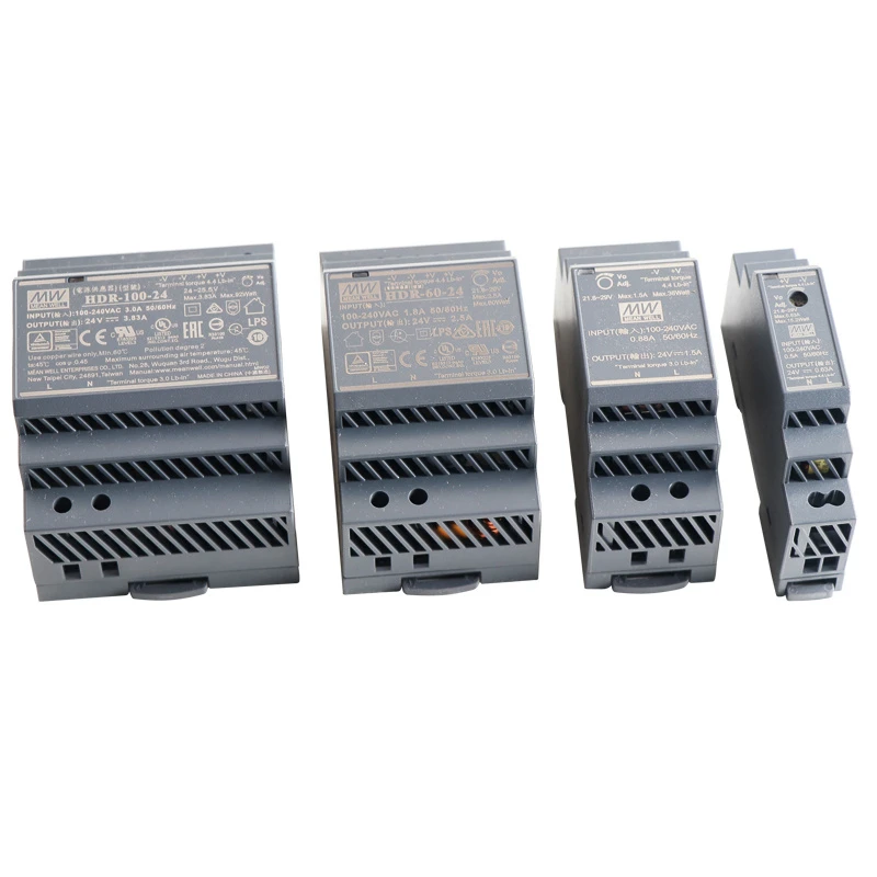 Бренд MEAN WELL представляет HDR-15 30 60 100 5V 12V 15V 24V 48 V meanwell HDR-15-30-60-100 Вт до 5 лет, 12 предметов в упаковке 15 24 48В одиночный Выход промышленные на din-рейку